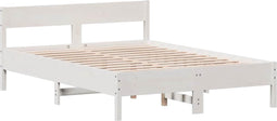 vidaXL - Bedframe - zonder - matras - massief - grenenhout - wit - 150x200 - cm