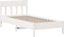 vidaXL - Bedframe - zonder - matras - massief - grenenhout - wit - 90x200 - cm