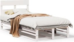 vidaXL - Bedframe - zonder - matras - massief - grenenhout - wit - 90x200 - cm