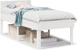vidaXL - Bedframe - zonder - matras - massief - grenenhout - wit - 90x200 - cm
