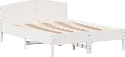 vidaXL - Bedframe - zonder - matras - massief - grenenhout - wit - 135x190 - cm