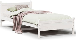 vidaXL - Bedframe - zonder - matras - massief - grenenhout - wit - 140x200 - cm