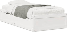 vidaXL - Bedframe - zonder - matras - massief - grenenhout - wit - 90x200 - cm