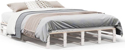 vidaXL - Bedframe - zonder - matras - massief - grenenhout - wit - 160x200 - cm