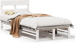 vidaXL - Bedframe - zonder - matras - massief - grenenhout - wit - 90x190 - cm