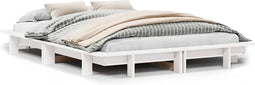 vidaXL - Bedframe - zonder - matras - massief - grenenhout - wit - 140x190 - cm