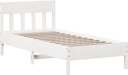 vidaXL - Bedframe - zonder - matras - massief - grenenhout - wit - 140x200 - cm