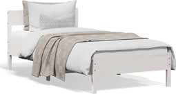 vidaXL - Bedframe - zonder - matras - massief - grenenhout - wit - 75x190 - cm