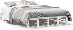 vidaXL - Bedframe - zonder - matras - massief - grenenhout - wit - 135x190 - cm
