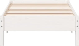 vidaXL - Bedframe - zonder - matras - massief - grenenhout - wit - 90x200 - cm