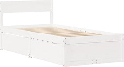 vidaXL - Bedframe - zonder - matras - massief - grenenhout - wit - 140x200 - cm