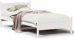 vidaXL - Bedframe - zonder - matras - massief - grenenhout - wit - 90x200 - cm