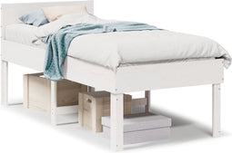 vidaXL - Bedframe - zonder - matras - massief - grenenhout - wit - 80x200 - cm