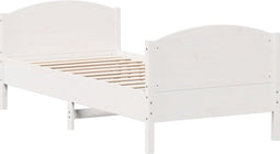 vidaXL - Bedframe - zonder - matras - massief - grenenhout - wit - 75x190 - cm