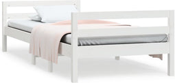 vidaXL - Bedframe - zonder - matras - massief - grenenhout - wit - 75x190 - cm