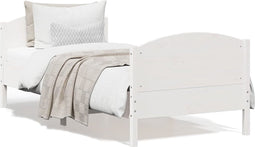 vidaXL - Bedframe - zonder - matras - massief - grenenhout - wit - 90x190 - cm