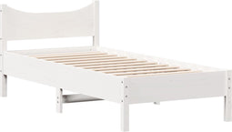 vidaXL - Bedframe - zonder - matras - massief - grenenhout - wit - 75x190 - cm