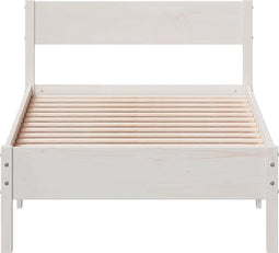 vidaXL - Bedframe - zonder - matras - massief - grenenhout - wit - 90x190 - cm