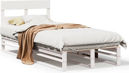 vidaXL - Bedframe - zonder - matras - massief - grenenhout - wit - 140x200 - cm