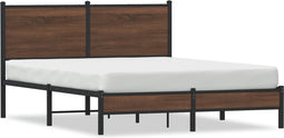 vidaXL - Bedframe - zonder - matras - metaal - bruin - eikenkleurig - 137x190 - cm
