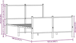 vidaXL - Bedframe - zonder - matras - metaal - bruin - eikenkleurig - 120x190 - cm