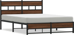 vidaXL - Bedframe - zonder - matras - metaal - bruin - eikenkleurig - 140x190 - cm