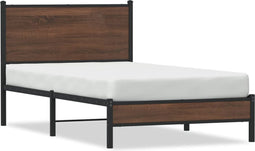 vidaXL - Bedframe - zonder - matras - metaal - bruin - eikenkleurig - 100x200 - cm