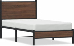 vidaXL - Bedframe - zonder - matras - metaal - bruin - eikenkleurig - 90x190 - cm
