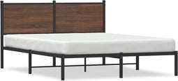 vidaXL - Bedframe - zonder - matras - metaal - bruin - eikenkleurig - 137x190 - cm