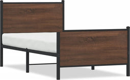 vidaXL - Bedframe - zonder - matras - metaal - bruin - eikenkleurig - 90x200 - cm