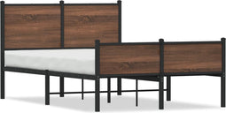 vidaXL - Bedframe - zonder - matras - metaal - bruin - eikenkleurig - 120x200 - cm