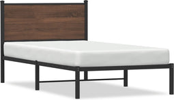 vidaXL - Bedframe - zonder - matras - metaal - bruin - eikenkleurig - 100x190 - cm