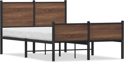 vidaXL - Bedframe - zonder - matras - metaal - bruin - eikenkleurig - 120x190 - cm