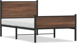 vidaXL - Bedframe - zonder - matras - metaal - bruin - eikenkleurig - 100x200 - cm