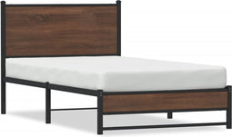 vidaXL - Bedframe - zonder - matras - metaal - bruin - eikenkleurig - 100x200 - cm