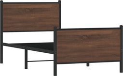 vidaXL - Bedframe - zonder - matras - metaal - bruin - eikenkleurig - 100x190 - cm