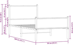 vidaXL - Bedframe - zonder - matras - metaal - bruin - eikenkleurig - 90x190 - cm