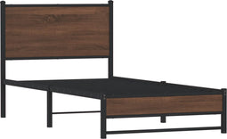 vidaXL - Bedframe - zonder - matras - metaal - bruin - eikenkleurig - 90x200 - cm