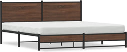vidaXL - Bedframe - zonder - matras - metaal - bruin - eikenkleurig - 160x200 - cm