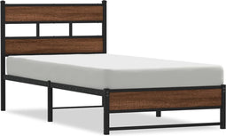 vidaXL - Bedframe - zonder - matras - metaal - bruin - eikenkleurig - 100x190 - cm