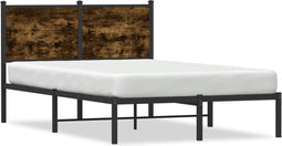 vidaXL - Bedframe - zonder - matras - metaal - gerookt - eikenkleurig - 120x190 - cm