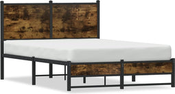 vidaXL - Bedframe - zonder - matras - metaal - gerookt - eikenkleurig - 120x190 - cm