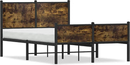 vidaXL - Bedframe - zonder - matras - metaal - gerookt - eikenkleurig - 120x190 - cm