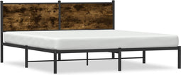 vidaXL - Bedframe - zonder - matras - metaal - gerookt - eikenkleurig - 160x200 - cm
