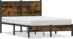vidaXL - Bedframe - zonder - matras - metaal - gerookt - eikenkleurig - 120x190 - cm