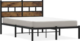 vidaXL - Bedframe - zonder - matras - metaal - gerookt - eikenkleurig - 120x190 - cm