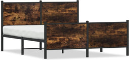 vidaXL - Bedframe - zonder - matras - metaal - gerookt - eikenkleurig - 137x190 - cm