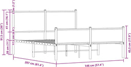 vidaXL - Bedframe - zonder - matras - metaal - gerookt - eikenkleurig - 140x200 - cm