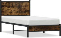 vidaXL - Bedframe - zonder - matras - metaal - gerookt - eikenkleurig - 90x200 - cm
