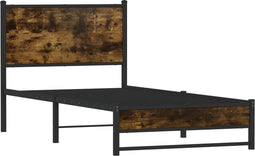 vidaXL - Bedframe - zonder - matras - metaal - gerookt - eikenkleurig - 100x200 - cm